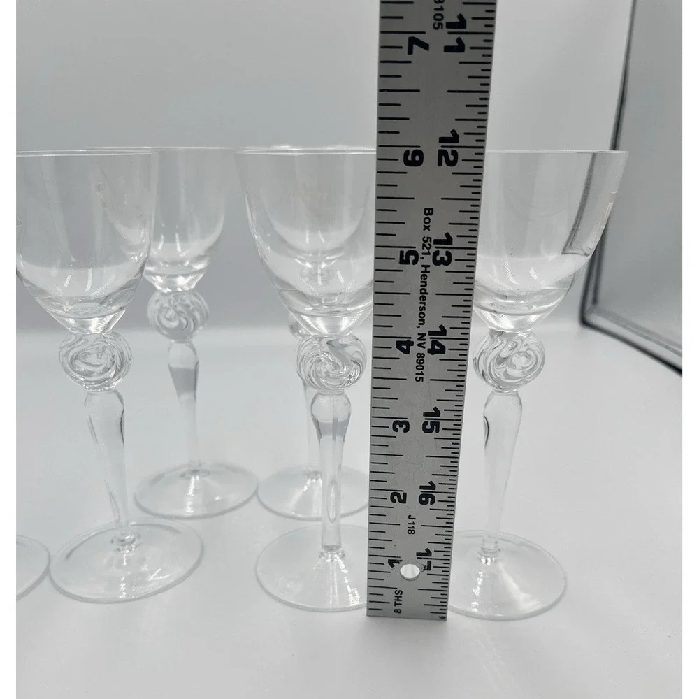 Vintage IVV Italy Grappa Glass Hand Blown Rosette‎ Twist Tear SET of 6 Liqeuer
